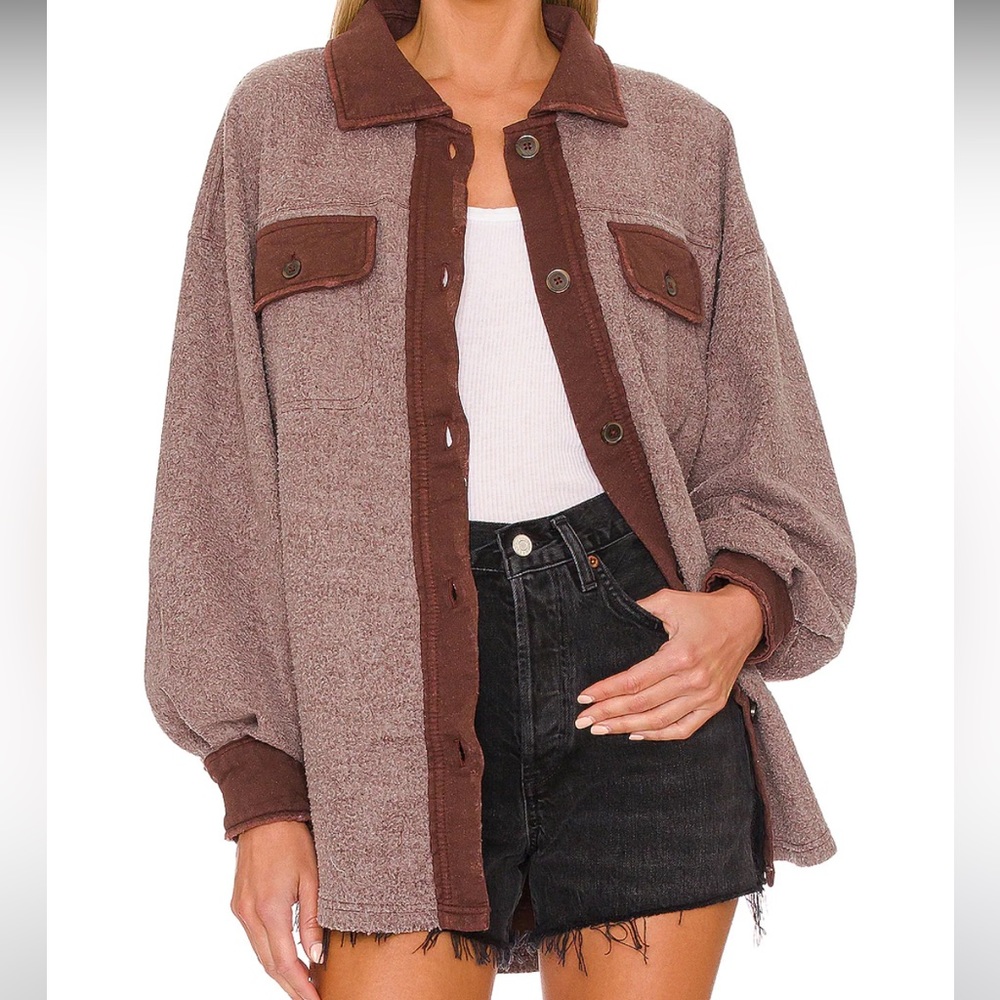 NEW FREE PEOPLE Ruby Jacket Shacket Date Night Plum Maroon Red oversized medium